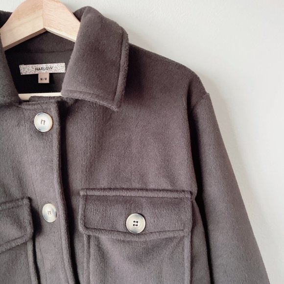 Harlow Cassidy Shirt Jacket NEW brown cropped shacket medium women's sweater - Picture 7 of 13